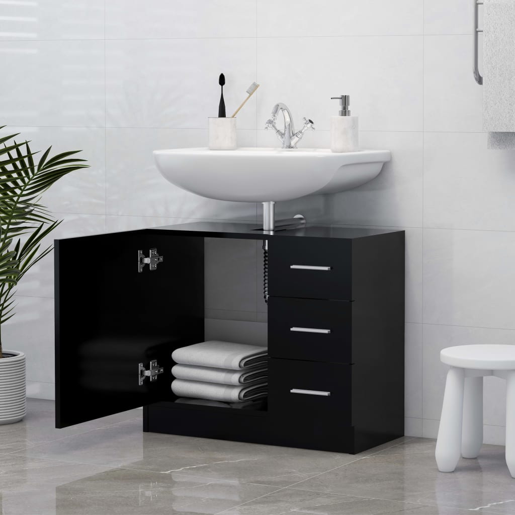 Mobile lavamani in noce e marmo grigio - Mobile a muro per il bagno
