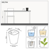 LECHUZA Fioriera DELTINI ALL-IN-ONE Carbone Metallizzato