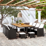 Set da Pranzo da Giardino 13 pz Polyrattan e Legno Acacia Nero