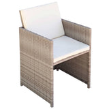 Set da Pranzo da Giardino 5 pz con Cuscini in Polyrattan Beige