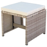 Set da Pranzo da Giardino 5 pz con Cuscini in Polyrattan Beige