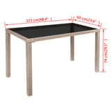 Set da Pranzo da Giardino 5 pz con Cuscini in Polyrattan Beige