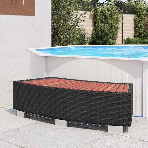 Scalino per Spa in Polyrattan 92x45x25 cm Nero