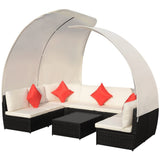 Set Divani da Giardino 9 pz con Tettuccio in Polyrattan Nero