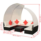 Set Divani da Giardino 9 pz con Tettuccio in Polyrattan Nero