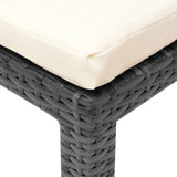 Lettino Prendisole con Cuscino in Polyrattan Nero
