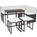 Set da Giardino 5 pz Pieghevole in Acciaio e Polyrattan Marrone