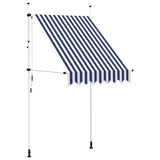 Tenda da Sole Retrattile Manuale 150 cm a Strisce Blu e Bianche