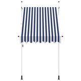 Tenda da Sole Retrattile Manuale 150 cm a Strisce Blu e Bianche