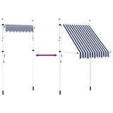 Tenda da Sole Retrattile Manuale 150 cm a Strisce Blu e Bianche