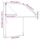 Tenda da Sole Retrattile Manuale 150 cm a Strisce Blu e Bianche