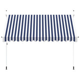 Tenda da Sole Retrattile Manuale 350 cm a Strisce Blu e Bianche