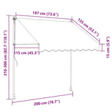 Tenda da Sole Retrattile Manuale 200cm Strisce Arancione Bianco