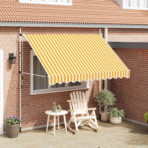 Tenda da Sole Retrattile Manuale 300cm Strisce Arancione Bianco