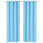 2 Pz Tende Oscuranti Occhielli in Metallo 135x175 cm Turchese
