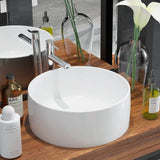 Lavandino Rotondo in Ceramica Bianca 40 x 15 cm
