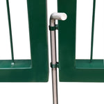 Cancello di Recinzione con Paletti 350x100 cm in Acciaio Verde