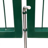 Cancello di Recinzione con Paletti 350x100 cm in Acciaio Verde