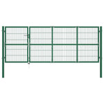 Cancello di Recinzione con Paletti 350x120 cm in Acciaio Verde