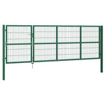 Cancello di Recinzione con Paletti 350x120 cm in Acciaio Verde