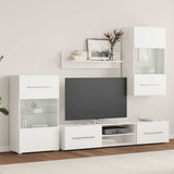 Mobile TV a Parete con Vetrina 5 pz Illuminazione LED Bianco