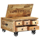 Tavolino da Salotto in Legno di Mango Grezzo 70x70x40 cm
