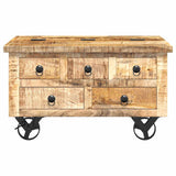 Tavolino da Salotto in Legno di Mango Grezzo 70x70x40 cm