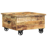 Tavolino da Salotto in Legno di Mango Grezzo 70x70x40 cm