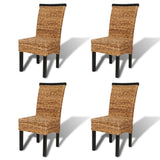 Sedie da Pranzo 4 pz in Legno Massello di Mango e Abaca
