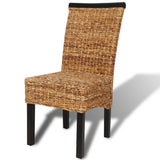 Sedie da Pranzo 6 pz in Abaca e Legno Massello di Mango