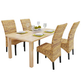 Sedie da Pranzo 4 pz in Legno Massello di Mango e Abaca