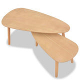 Set Tavolini Salotto 2pz Legno Massello Massello Pino Marrone