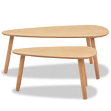 Set Tavolini Salotto 2pz Legno Massello Massello Pino Marrone
