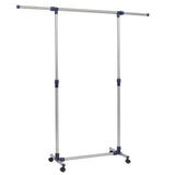 Porta Abiti Regolabile in Acciaio 165x44x150 cm Argento