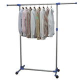 Porta Abiti Regolabile in Acciaio 165x44x150 cm Argento