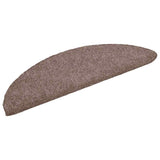 Tappetini per scale autoadesivi 15 pz 56x17x3 cm Marrone Chiaro Semicircolari