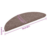 Tappetini per scale autoadesivi 15 pz 56x17x3 cm Marrone Chiaro Semicircolari