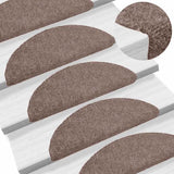 Tappetini per scale autoadesivi 15 pz 56x17x3 cm Marrone Chiaro Semicircolari
