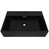 Lavandino con Foro Rubinetto in Ceramica Nero 76x42,5x14,5 cm