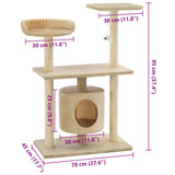 Albero per Gatti con Tiragraffi in Sisal 95 cm Beige