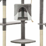 Albero per Gatti e Tiragraffi in Sisal 203 cm Grigio e Bianco