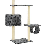 Albero per Gatti e Tiragraffi Sisal 260cm Zampe Stampate Grigio