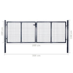 Cancello per Giardino Rete in Acciaio Zincato 289x100 cm Grigio