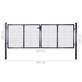 Cancello per Giardino Rete in Acciaio Zincato 289x100 cm Grigio