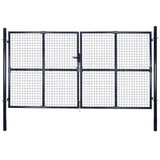 Cancello per Giardino Rete in Acciaio Zincato 289x150 cm Grigio