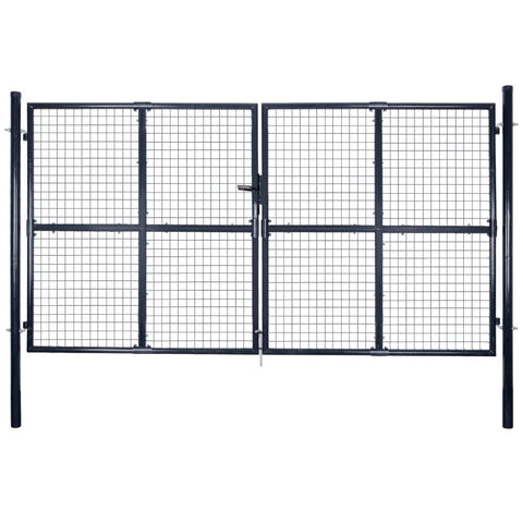 Cancello per Giardino Rete in Acciaio Zincato 289x150 cm Grigio