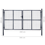 Cancello per Giardino Rete in Acciaio Zincato 289x150 cm Grigio