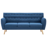 Divano a 3 Posti Rivestito in Tessuto 172x70x82 cm Blu