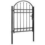 Cancello per Recinzione ad Arco in Acciaio 100x125 cm Nero