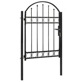 Cancello per Recinzione ad Arco in Acciaio 100x125 cm Nero